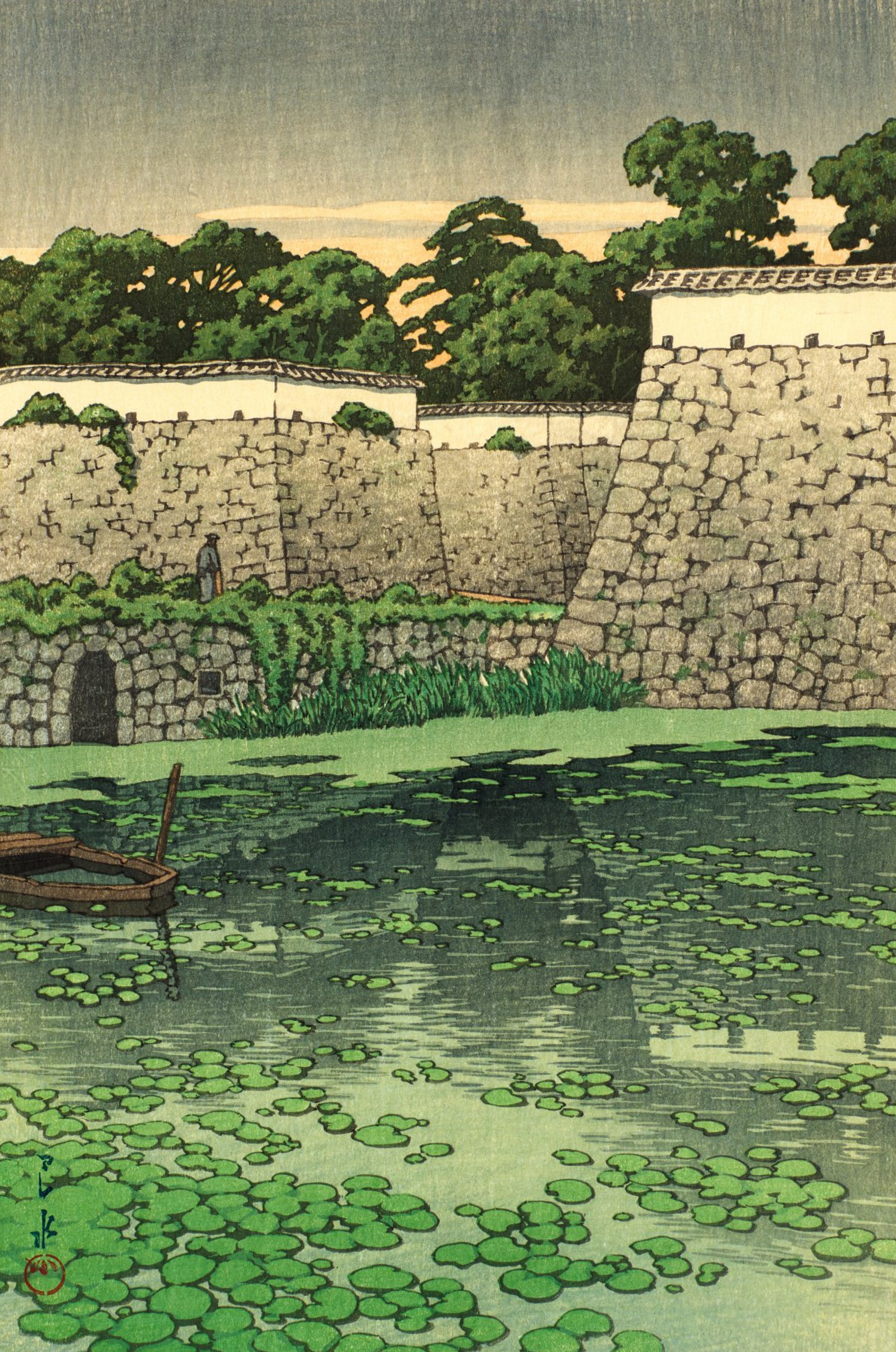 Ruins of Fukuoka Castle, woodblock print by Kawase Hasui, 1940